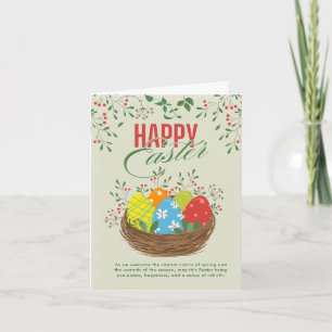 Farbige Florale Illustration Frohe Ostern Dankeskarte