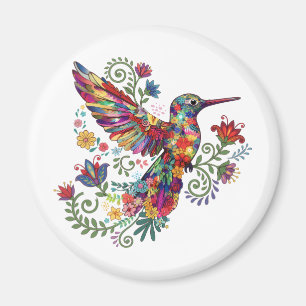 Farbige florale Kolibri-Wasserfarbenkunst Magnet