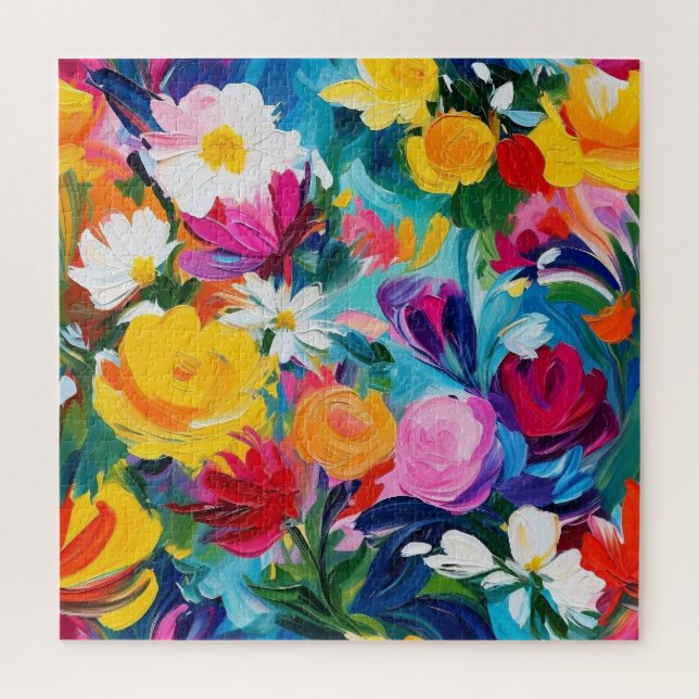 Farbige florale, kühne Blumenpuzzle Puzzle (Vertikal)
