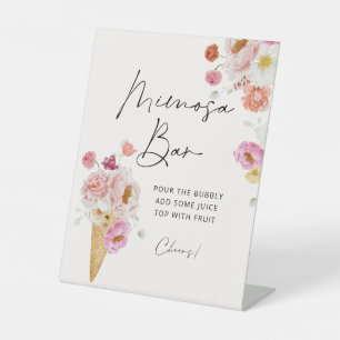Farbige Florale Mimosa-Bar-Brautparty Sockelschild