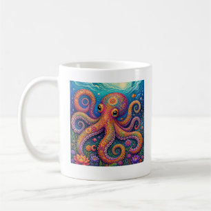 Farbige Florale Oktopus Unterwasser-Fantasie-Kunst Kaffeetasse