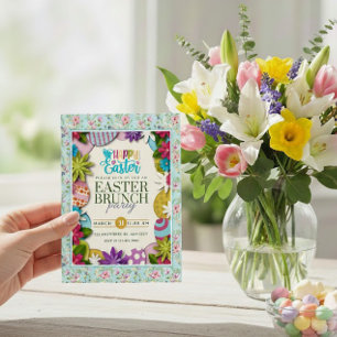 Farbige Florale Ostereiersuche im 3D-Papierstanzst Einladung