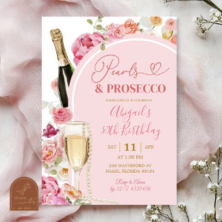 Farbige Florale Sommerperlen und Prosecco Geburtst Einladung