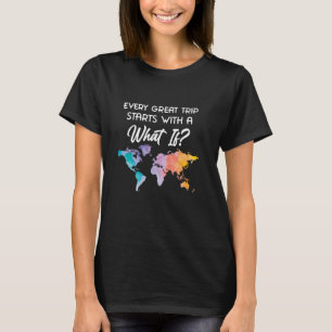 Farbige Flugzeug-Reisekarte Souvenir - Coole Welt T-Shirt