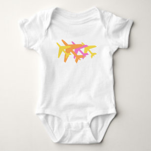 Farbige Flugzeuge rosa gelb orange fliegendes Baby Strampler