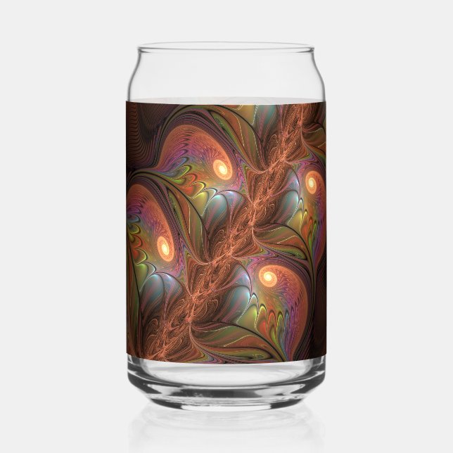 Farbige fluoreszierende abstrakte trippy braune Fr Dosenglas (Vorderseite)