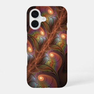 Farbige fluoreszierende abstrakte trippy braune Fr iPhone 16 Hülle