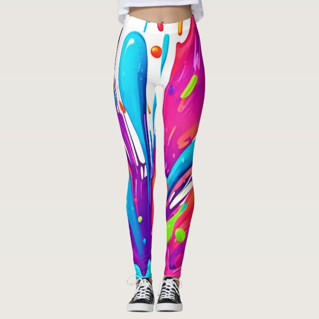 Farbige flüssige Paint Splashes Leggings (Vorderseite)