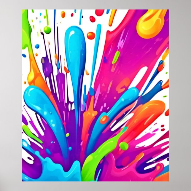 Farbige flüssige Paint Splashes Poster (Vorne)