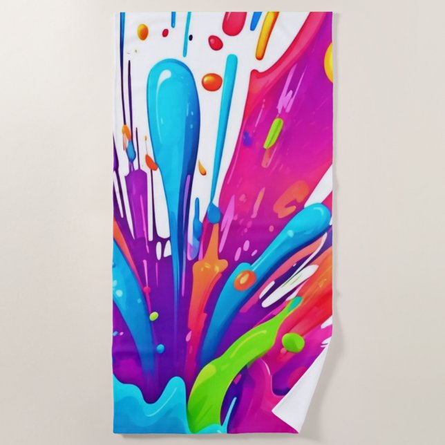 Farbige flüssige Paint Splashes Strandtuch (Vorderseite)
