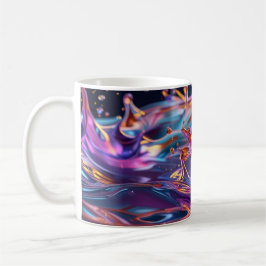 Farbige Flüssigkeiten spritzen Kaffeetasse
