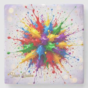 Farbige Flüssigmalexplosion Abstrakt Kunst Steinuntersetzer