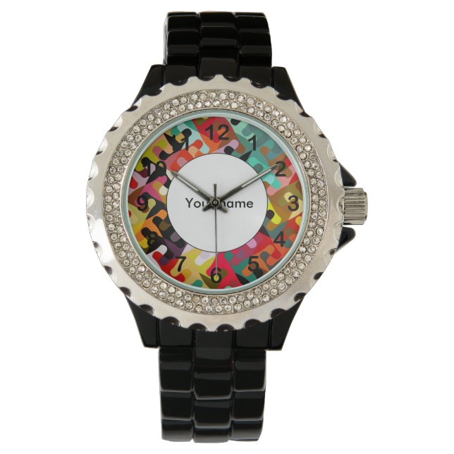 Farbige Formen abstraktes Design Armbanduhr (Vorderseite)
