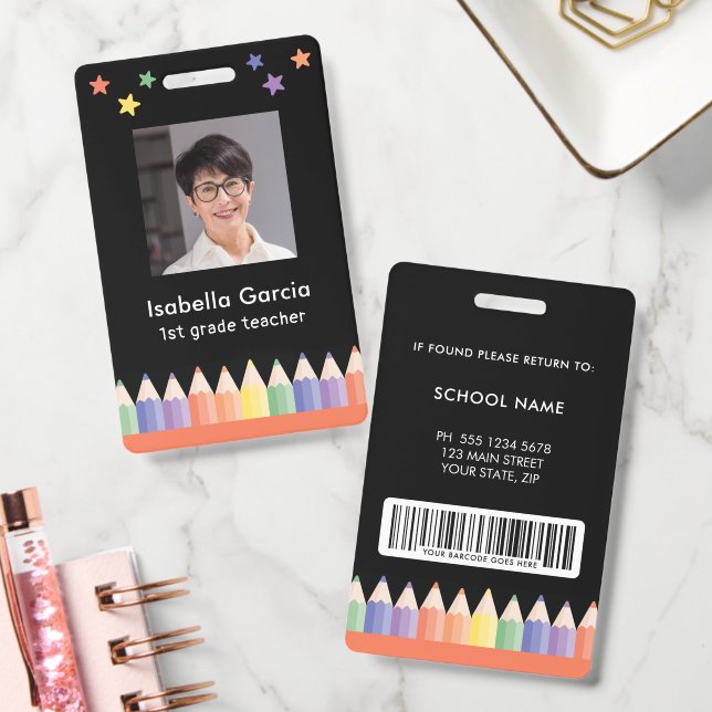 Farbige Foto-ID-Barcode-Lehrer-Sicherheitsausweis Ausweis (Büro)