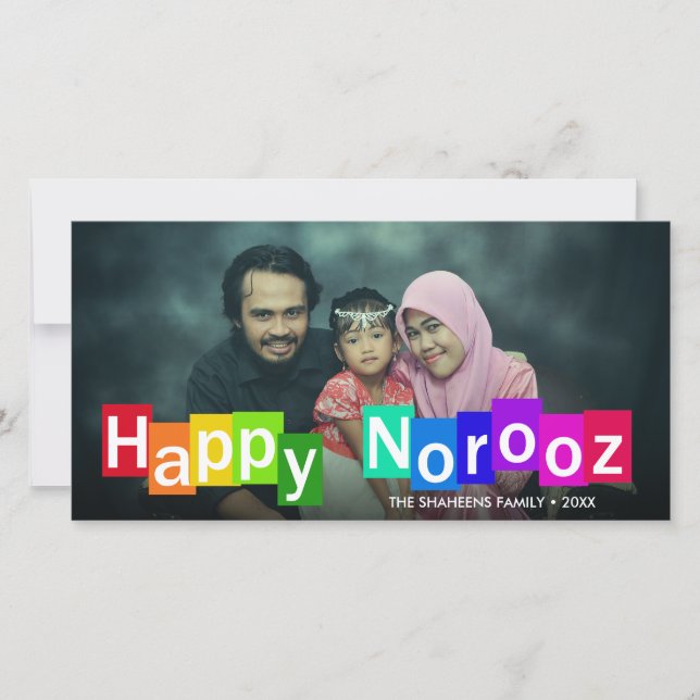 Farbige Foto Typografie glücklich Norooz Neues Jah (Vorderseite)
