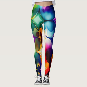 Farbige Fraktal-Blume Regenbogenmuster Leggings