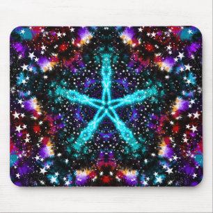 Farbige Fraktal-Sterne Universum Mandala-Stern Mousepad