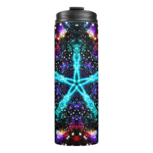 Farbige Fraktal-Sterne Universum Mandala Stern Thermosbecher