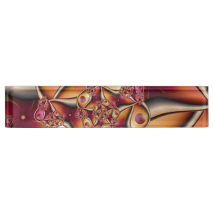 Farbige Freude Abstrakt Rot Orange Fantasy Fraktal Namensplakette