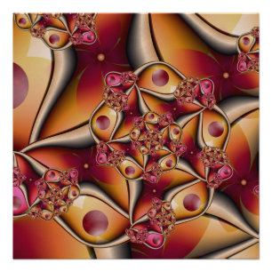 Farbige Freude Abstrakt Rot Orange Fantasy Fraktal Poster