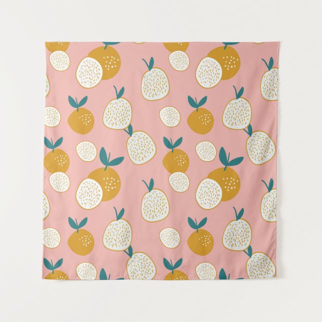 Farbige Früchte, nahtlose Hintergrundmuster. Wandteppich (Vorderseite)