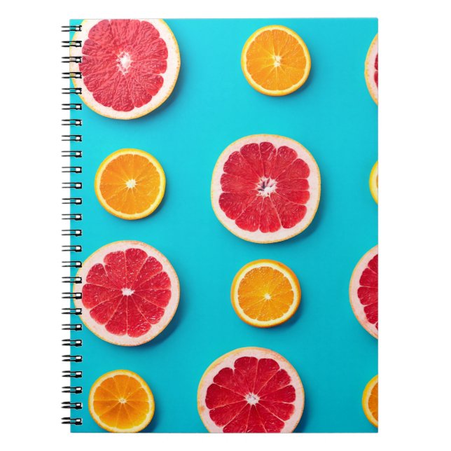 Farbige Fruchtmuster, frisch orange und grapefisch Notizblock (Vorderseite)