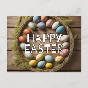 Farbige Frühjahrs-Ostereierkollage Postkarte