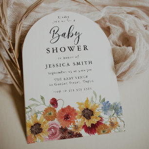 Farbige Frühlings-Blumen-Baby-Shower-Architektur Einladung