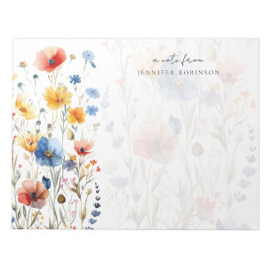 Farbige Frühlings-Sommer-Wildblumen mit Namen Notizblock
