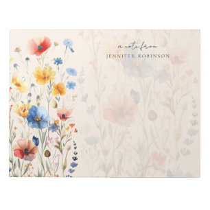 Farbige Frühlings-Sommer-Wildblumen Name Champagne Notizblock