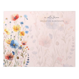 Farbige Frühlings-Sommer-Wildblumen Name Rosa Notizblock