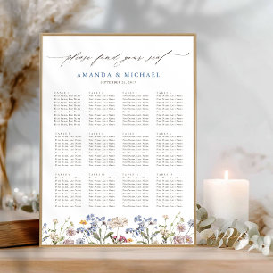 Farbige Frühlings-Wildblumen-Hochzeit Sitzordnung Poster