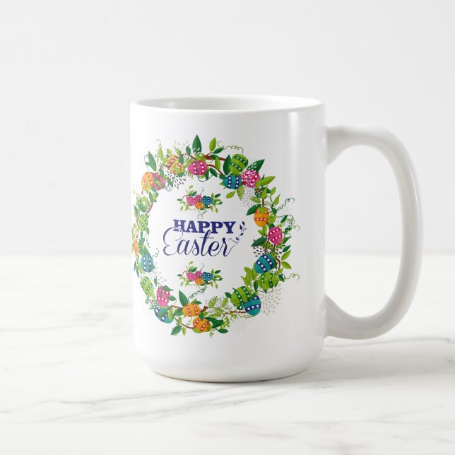 Farbige Frühlingsblumen & Eier Ostern Design Kaffeetasse (Rechts)