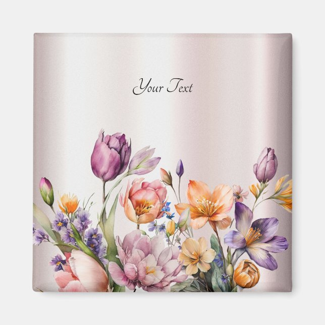 Farbige Frühlingsblumen Magnet (Vorne)