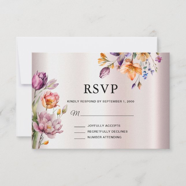 Farbige Frühlingsblumen RSVP-Karte RSVP Karte (Vorderseite)