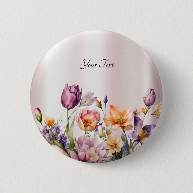 Farbige Frühlingsblumen-Schaltfläche Button (Vorderseite)