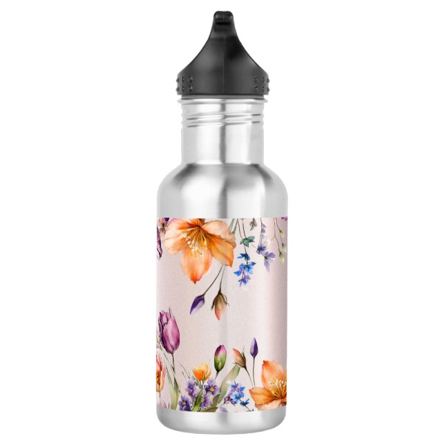 Farbige Frühlingsblumen Wasserflasche Edelstahlflasche (Rechts)