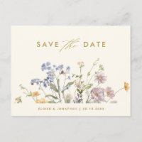 Farbige Frühlingsblüte Save the Date Wiese