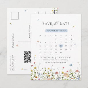 Farbige Frühlingsblüte Save the Date Wiese Postkarte