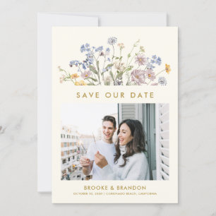 Farbige Frühlingserie Wildblume Meadow Gold QR Cod Save The Date