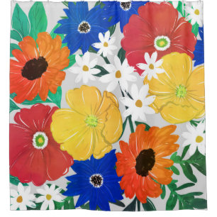 Farbige Frühlingsfloral Hand Girly Design Duschvorhang