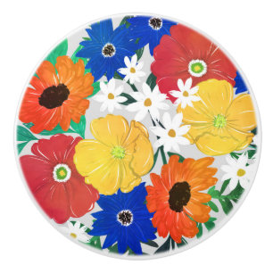 Farbige Frühlingsfloral Hand Girly Design Keramikknauf