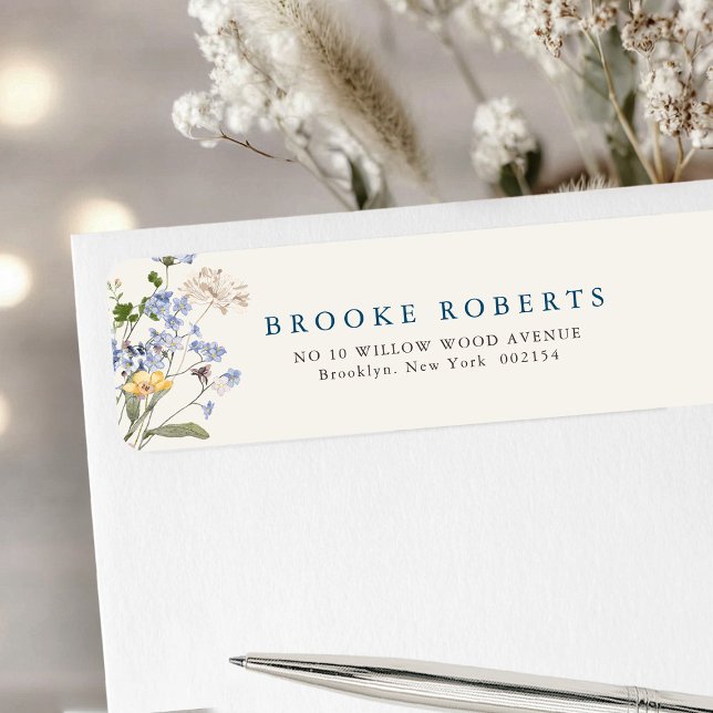 Farbige Frühlingshitze Wildblume Meadow Garden Adr (Colorful Spring Wildflower Meadow Garden Address Label)