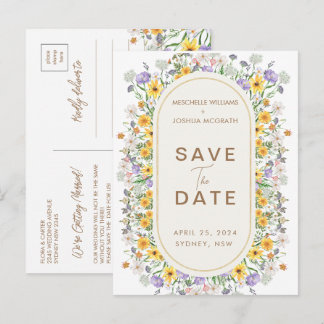 Farbige Frühlingshöhe Wildblume Save the Date Ankündigungspostkarte