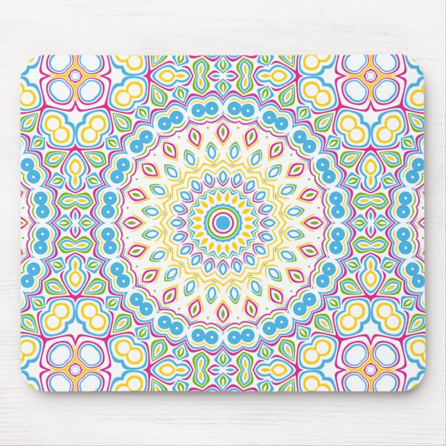 Farbige Frühlingsmandala-Medaillons Mousepad (Vorne)