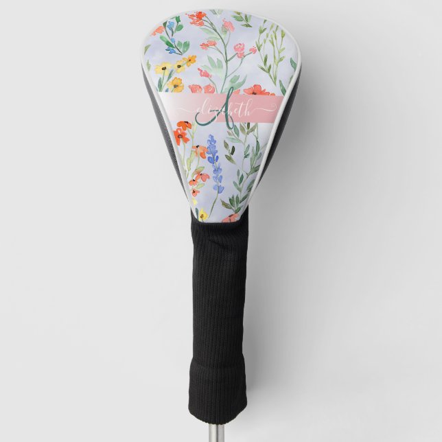 Farbige Frühlingsmischerei-Wildblume Golf Headcover (Vorderseite)