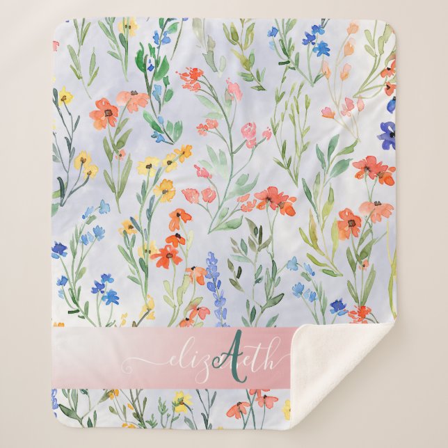 Farbige Frühlingsmischerei-Wildblume Sherpadecke (Vorderseite)