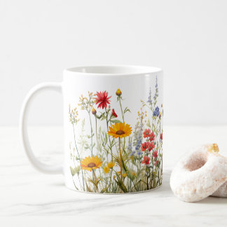 Farbige Frühlingsmischung Blume Wasserfarben Muste Kaffeetasse