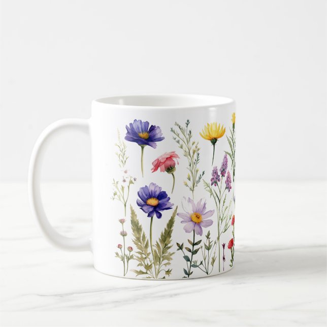 Farbige Frühlingsmuster Blume Wasserfarben Kaffeetasse (Links)