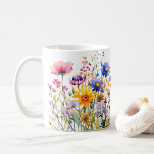 Farbige Frühlingsmuster Blume Wasserfarben Kaffeetasse